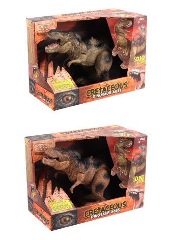 Динозавр 2 вида, ходит, движется рот, на батарейках, в кор. /36/