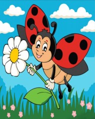 Набор для росписи по номерам Пчелка с ромашкой Strateg размером 30х30 см (ES131)