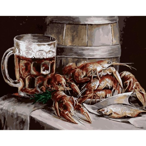 Картина по номерам Пиво и раки 40х50 см (VA-2466) с лаком и уровнем TM Strateg