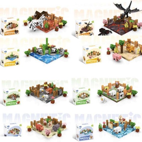 Магнитный конструктор 88 элементов, фигурки животных и растений, основа, в кор., МИКС ВИДОВ /96/