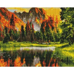 Алмазна мозаїка: Захід в гірській долині