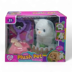 Игровой набор со зверьком "Plush Pet. Котик белый с серым ушком"