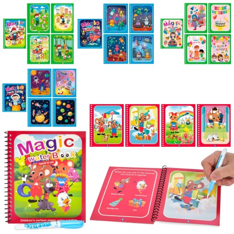 Книга для рисования водой, на пружине, маркер, 6видов, в п/е,28-17,5-2см 