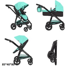Коляска для ляльки 2в1 CARRELLO ULTRA 9696  GREEN з сумкою метал.кор.51*14,5*44,5 /1/