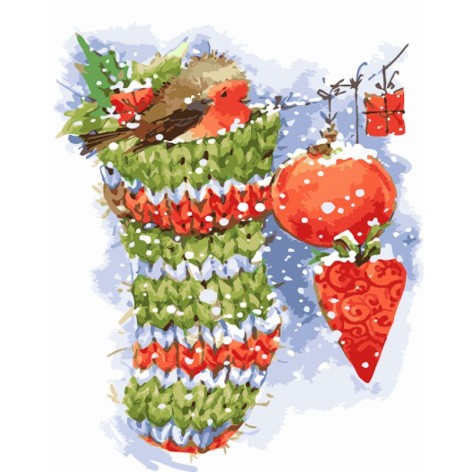 Набор для росписи по номерам Новогодний носок Strateg размером 40х50 см (GS1559)