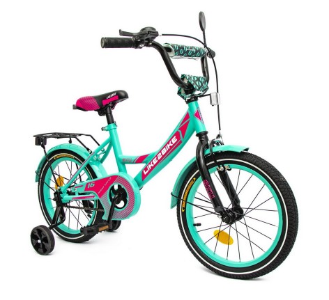 Велосипед детский 2-х колесный 16'' 211601 (1 шт) Like2bike Sky, бирюзовый, рама сталь, со звонком, ручной тормоз, сборка 75%