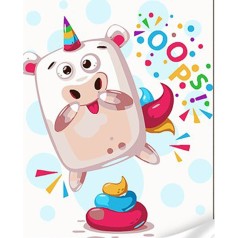 Картина по номерам Strateg ПРЕМИУМ Мультяшная корова с лаком и размером 30х40 см