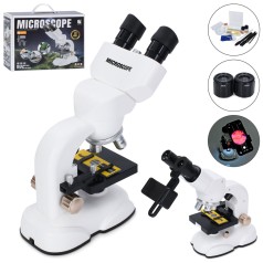 Микроскоп детский 400Х/800Х/1600Х, свет, стекло, инструменты, держатель для телефона SD888