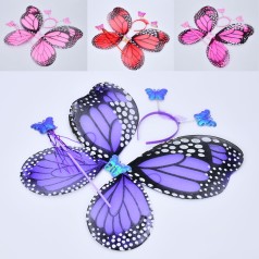 Набор аксессуаров крылья карнавальные, бабочка, 49-41, обруч, палочка 32см, 4 цвета, в п/э, 49-43-2см 