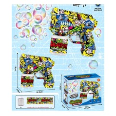 Мильні бульбашки пістолет/бластер, 16см, графіті, світло, запаска 7см, на бат-ці, в кор-ці, 17,5-14,5-6см 