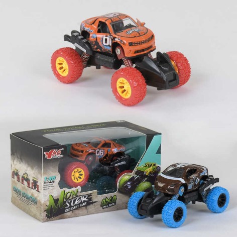 Машинка игрушечная металлопластиковая 2 цвета, инерция 4х4, в коробке