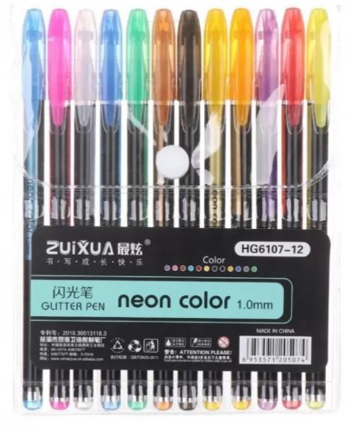 Набір ручок гелевих неонових 12 кольорів 