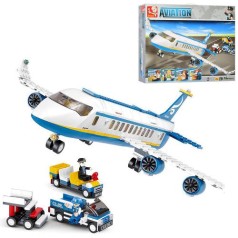 Конструктор SLUBAN Авіація, літак, 463 дет, фігурки 7 шт,в кор-ці,42,5-33-7см 