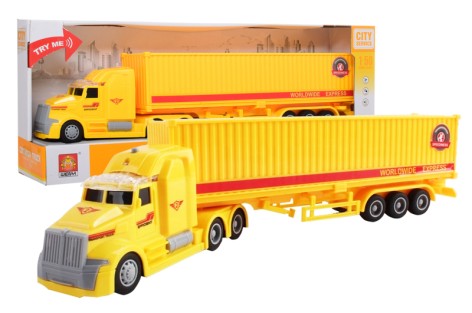 Вантажівка інерційна з музикою та світловими ефектами, в коробці, жовта 39*14,8*7,8 см