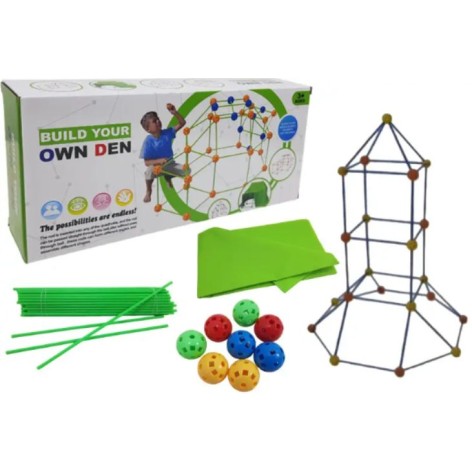 Намет-халабуда №1 (21 мʼячик + 45 палиць + тканина), світиться у темряві