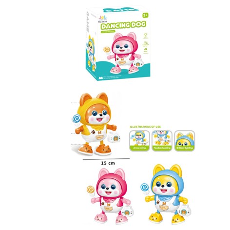 Музична іграшка собака, 18см, танцює, музика, світло, 3 кольори, на бат-ці, в кор-ці, 14-19-9,5см 