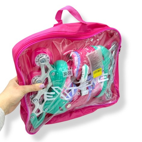 Ролики S (30-33) метал.рама, колеса PU 1 світло (РОЖЕВІ)