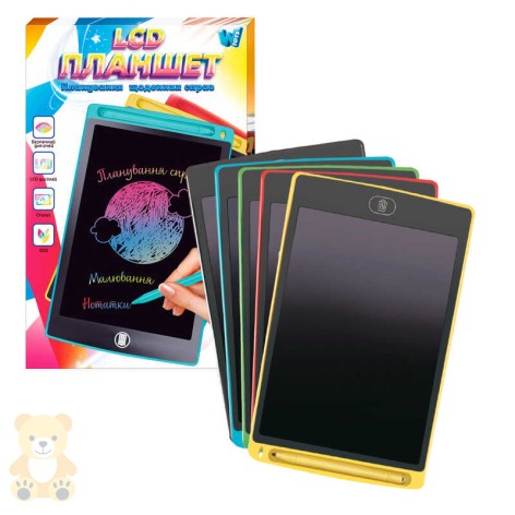 Планшет для малювання WToys, кольоровий LCD екран, 10 дюймів, розмір 17х26 см, стилус, в коробці, мікс видів