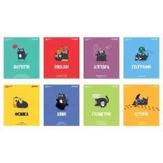 Зошит предметний, 48 арк., кл., Cat, набір 8 шт