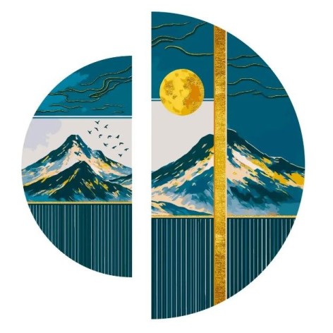 Картина по номерам с красками металлик "Японский пейзаж" (полукруги 50 см, 70 см)