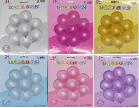 Набор воздушных латексных шаров 8шт.*30см, 6цв.(в уп.-1цв.)(50*12)