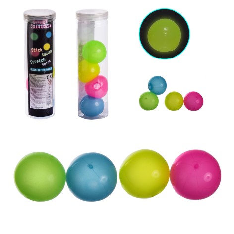 Липкі кульки, що світяться, світяться в темряві, 4 кульки в колбі, розмір тубуса - 19*5.5 см, діаметр кульки - 4.5 см