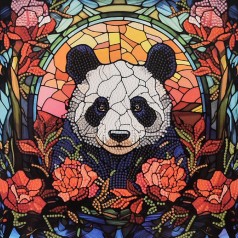 Набор для творчества алмазная картина Панда среди роз Троянд Strateg размером 30х30 см (DEEX16305)