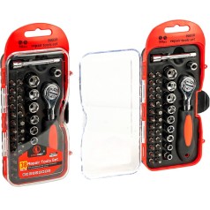 Набор инструментов 38 предметов в кейсе, биты и торцевые головки с трещоткой 90038