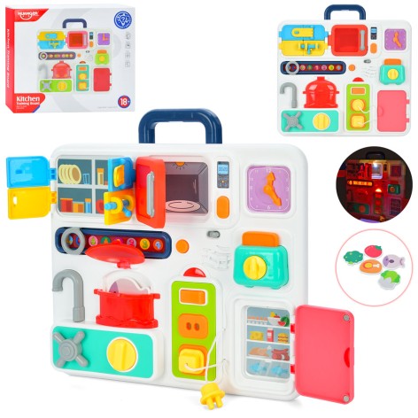 Игра обучающая доска-кухня 32-32см, звук, свет, на бат-ке, в кор-ке, 32,5-28-7см 