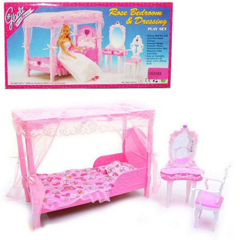 Мебель кукольная Gloria 2614 спальня с трюмо 33*5,5*17,5
