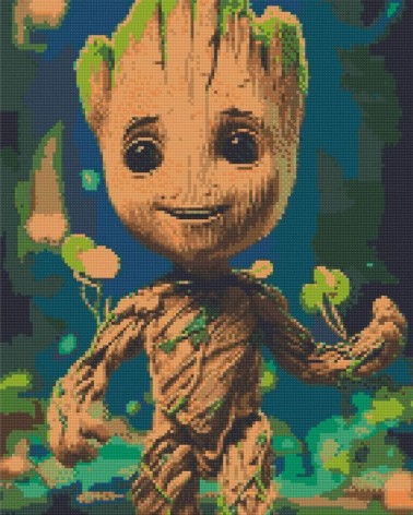 Алмазна мозаїка/вишивка Вартові Галактики. Малюк Грут 40*50 см Орігамі OD 30940