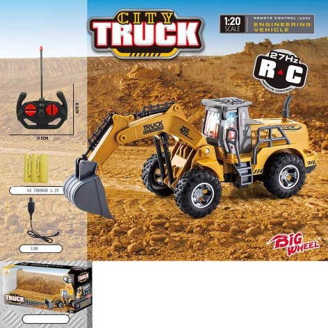 Радиоуправляемый трактор перезаряжаемый батарь, пульт 27 MHz, масштаб 1:20, подсветка, подвижные элементы, в кор. 