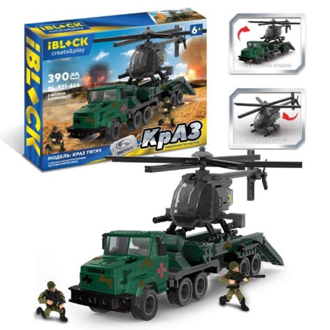 Конструктор iBlock Армия КРАЗ Тягач, 390 дет, 2 фігурки,  кор. 37,5*26*6см PL-921-466