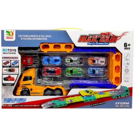 Трейлер-трек (інерц.з метал.машинками) ПОМАРАНЧЕВИЙ