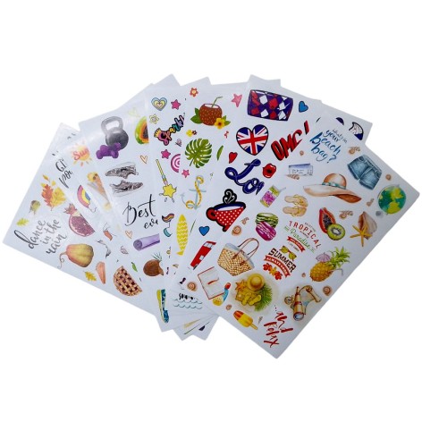 Набор цветных наклеек, 1 лист, микс видов.