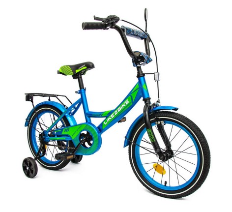 Велосипед дитячий 2-х колісний 16'' 211602 (1 шт) Like2bike Sky, блакитний, рама сталь, зі дзвінком, ручне гальмо, складання 75%