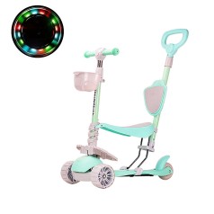 Самокат із батьківською ручкою, зелений