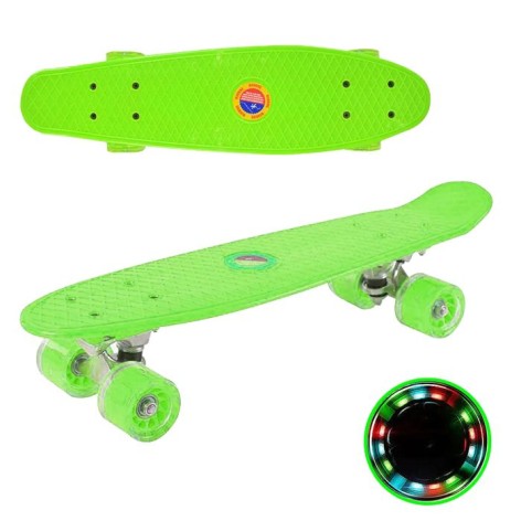 Пенні борд, колеса зі світлом, салатовий.