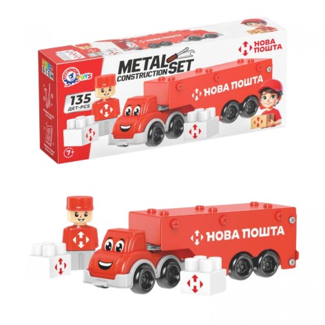 Конструктор металевий Technok Toys "Нова Пошта" логістична фура 135 деталей