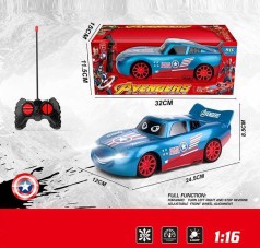 Радиокерованная машина Супергероя на батарейках с подсветкой фар масштаб 1:16