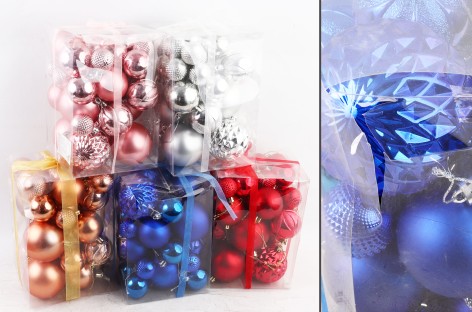 УЦЕНКА 30% Новорічні прикраси 7 видів, кульки, 30 штук, в слюді, мікс видів 