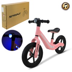 Велобег рама из нейлонового стекловолокна, надувные колеса, свет, звук, розовый в кор. 75*14*45 /1/