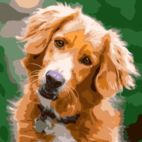 Набір для розпису по номерах Грайливий пес Strateg розміром 40х40 см (SK010)