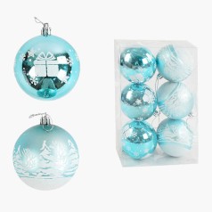 Новорічні прикраси 6 штук, кульки, D = 7,5 см, у слюді 