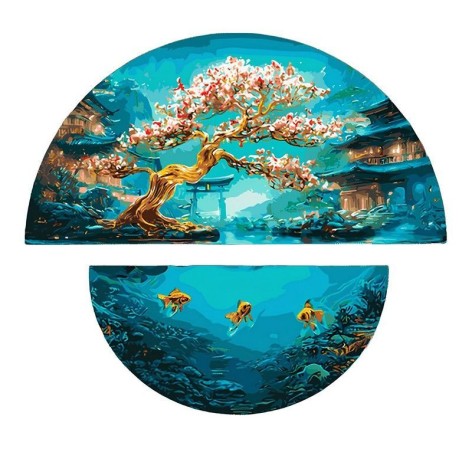 Картина по номерам с красками металлик "Магия природы: суша и море" (полукруги 50 см, 70 см)