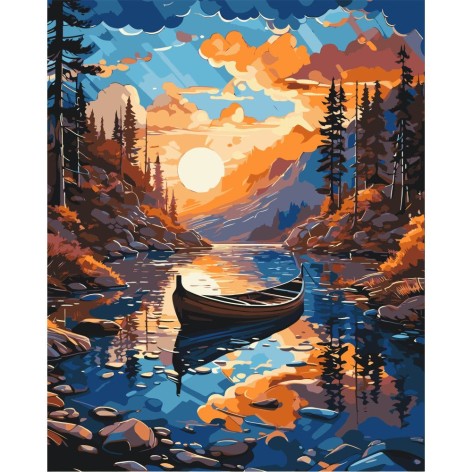 Картина по номерах "Човен на заході сонця" 40x50 см