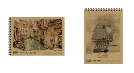 Альбом для малювання на спіралі KRAFT, 40 аркушів 120 г/м A3, AR3740
