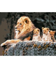 Картина по номерам живопись "Сім'я левів" 50*65см