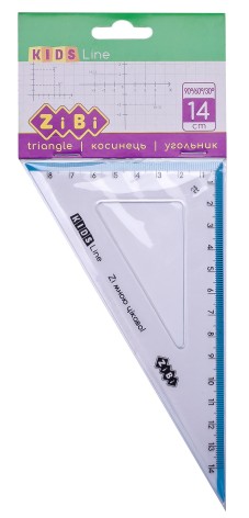 Косинець 140мм, 90°/60° з блакитною смужкою, блістер, KIDS Line 12 шт. в уп. //