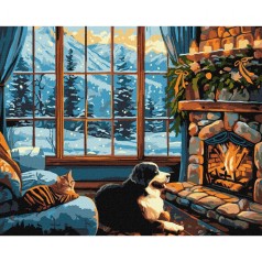 Картина за номерами "Тепло каміна", 40х50 см